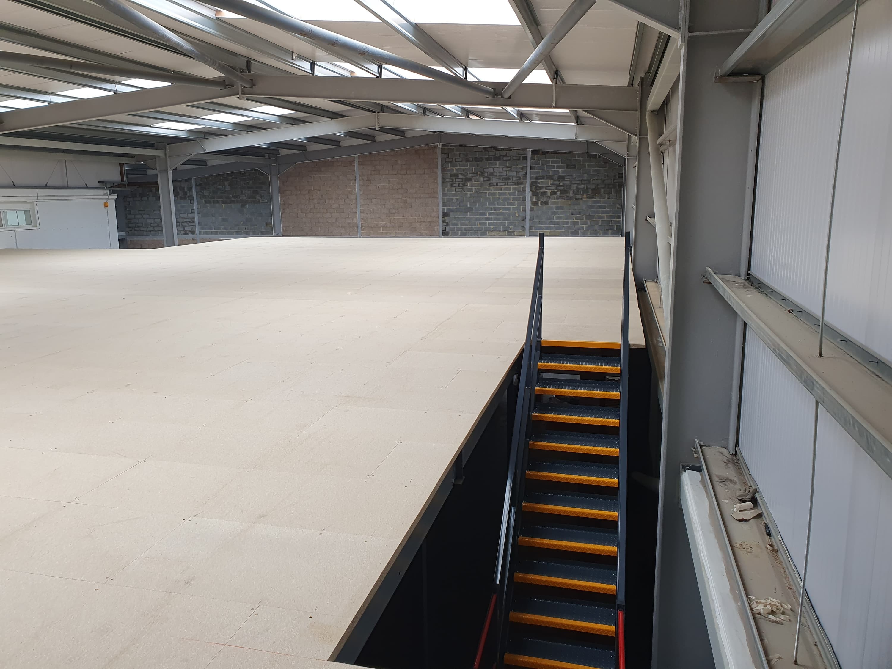 View from temporary stairs of mezzanine floor