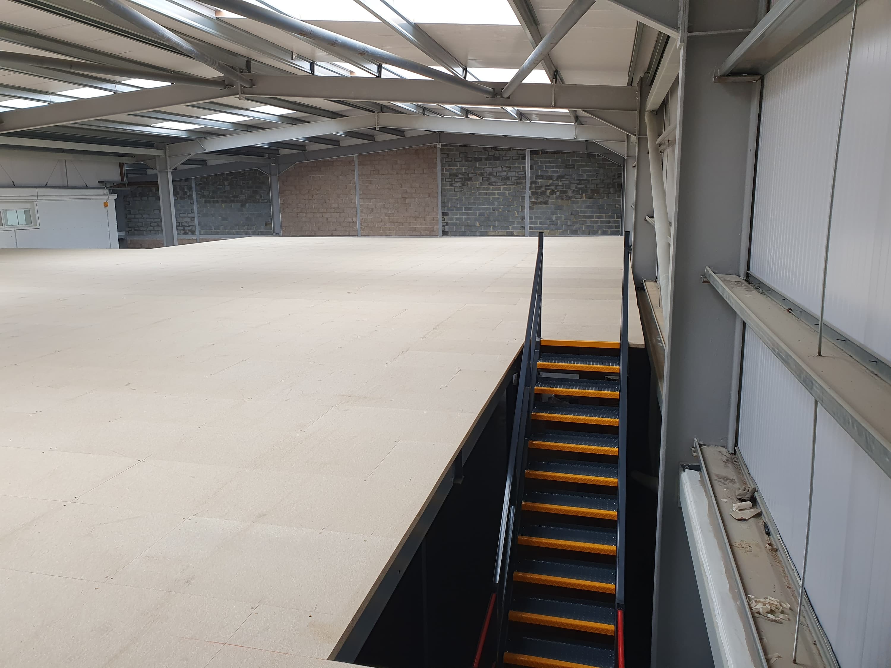 View from temporary stairs of mezzanine floor