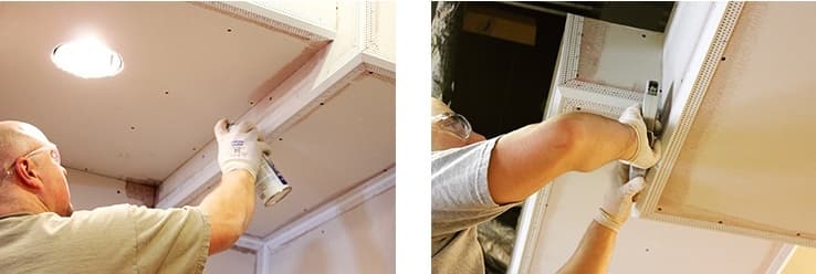 Use Trim-Tex 847 Spray Adhesive to adhere beads to the ceiling detail.