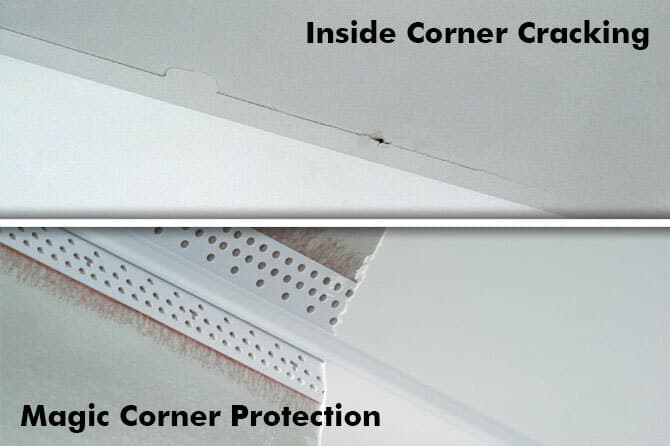 Simply repair an inside corner by fully removing the existing tape and then replacing it with Magic Corner.