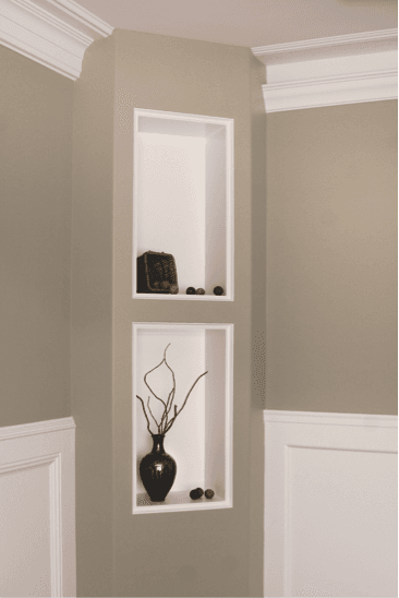 Vinyl corner bead is an ideal choice for creating built-ins because the bead easily bends to fit any shape. Vinyl corner bead is an ideal choice for creating built-ins because the bead easily bends to fit any shape.