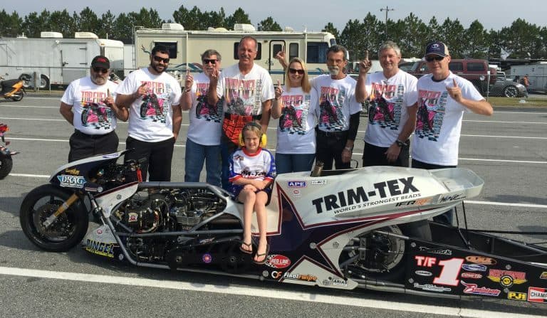 Larry "Spiderman" McBride won his 17th Top Fuel Motorcycle Champtionship with Team Trim-Tex.