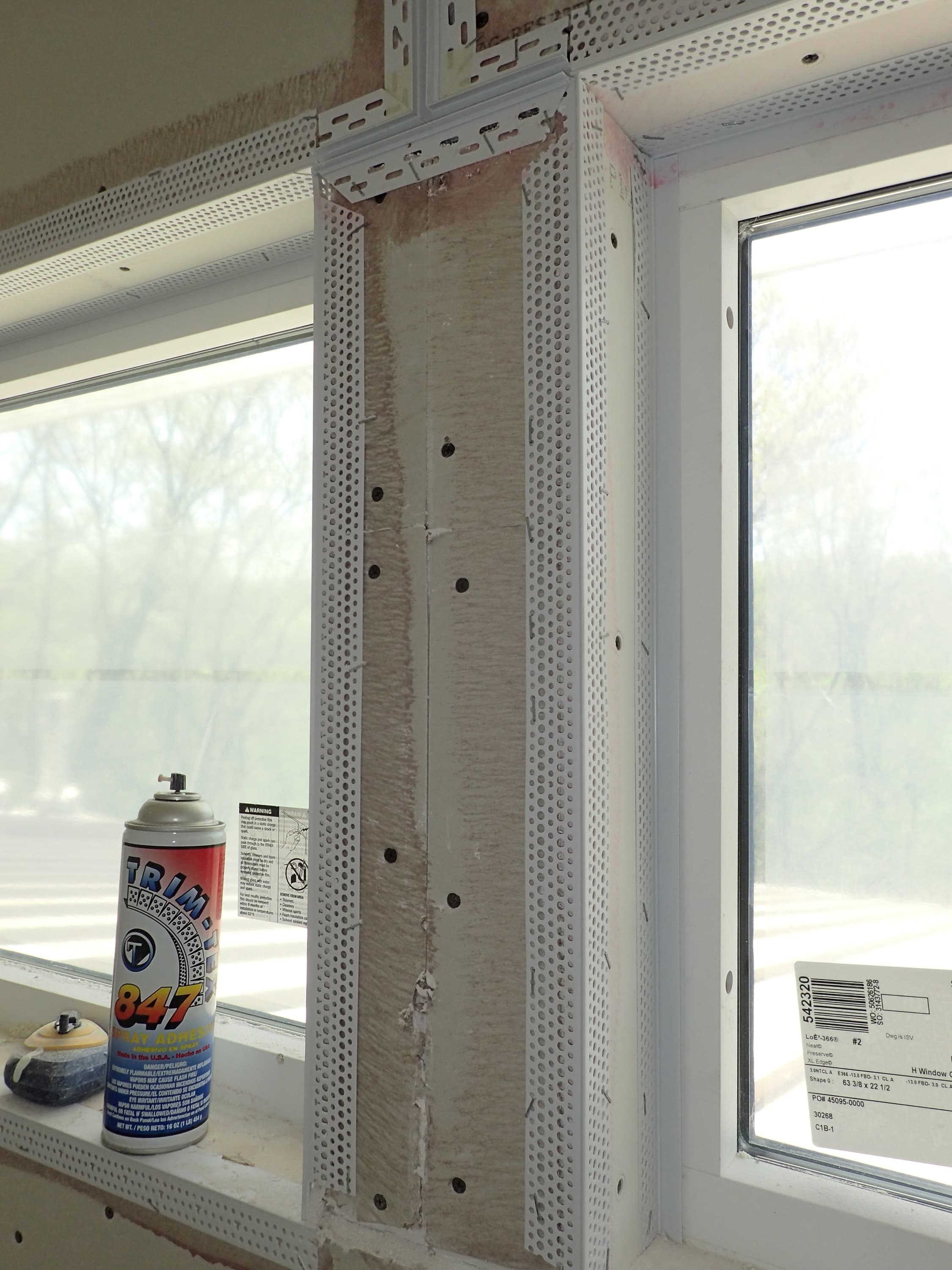United Drywall installs all of their corner bead with 847 Spray Adhesive by Trim-Tex.