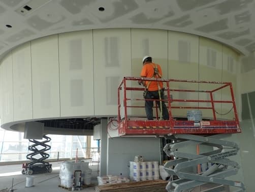 The benefits of vinyl reveals are unmatched for finishing curved walls.
