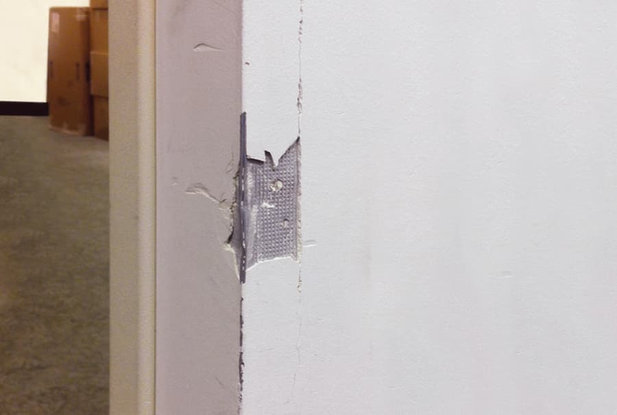 protecting drywall corners - bashed metal corner