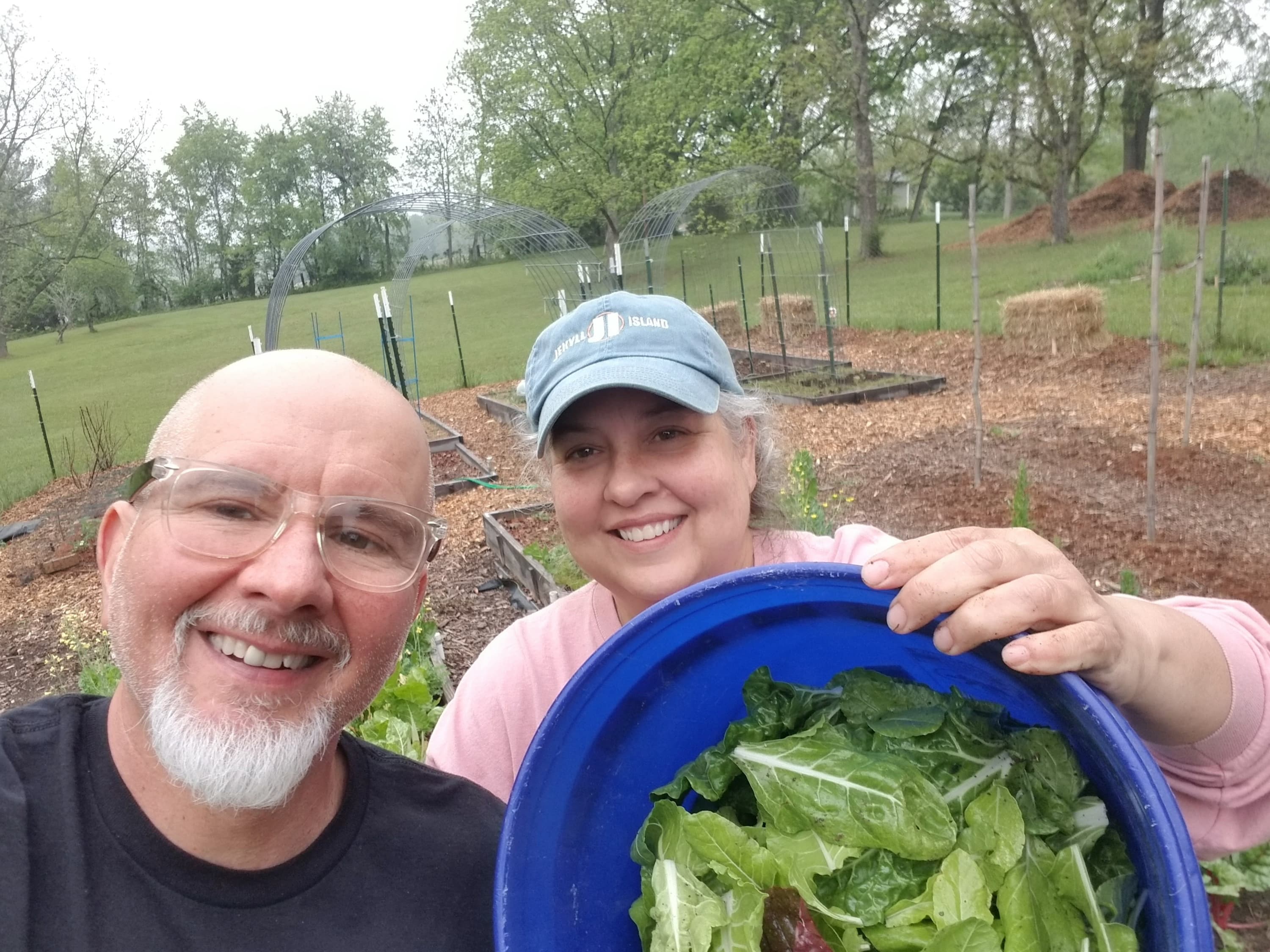 Phil Romas with his wife Gisela in their garden