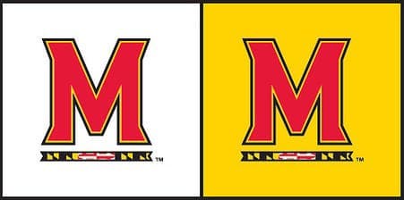 White and Yellow "M" marks for the University of Maryland's Department of Intercollegiate Athletics