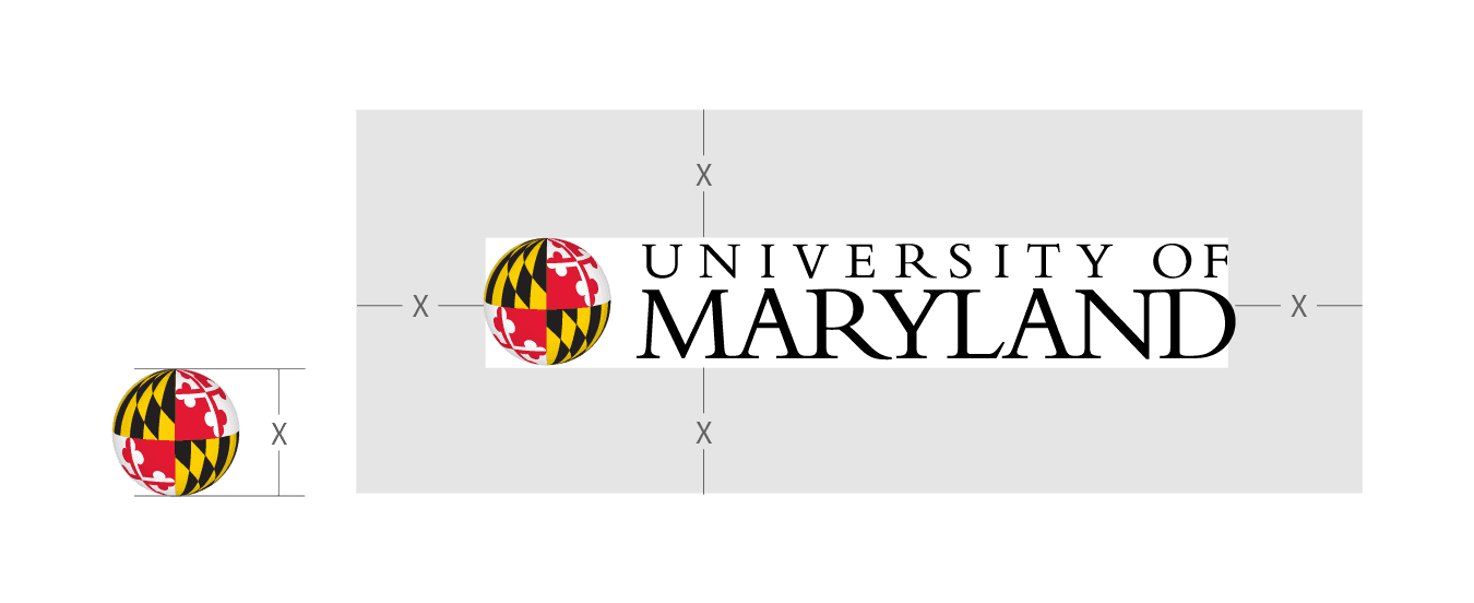 University of Maryland Primary logo Displaying Dimensions