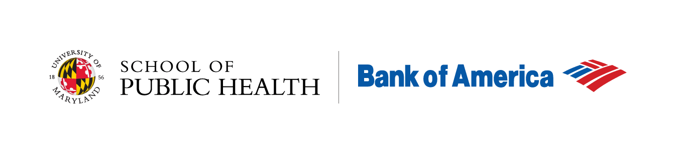 University Logo for the School of Public Heath, with the Logo for Bank of America to the right of it