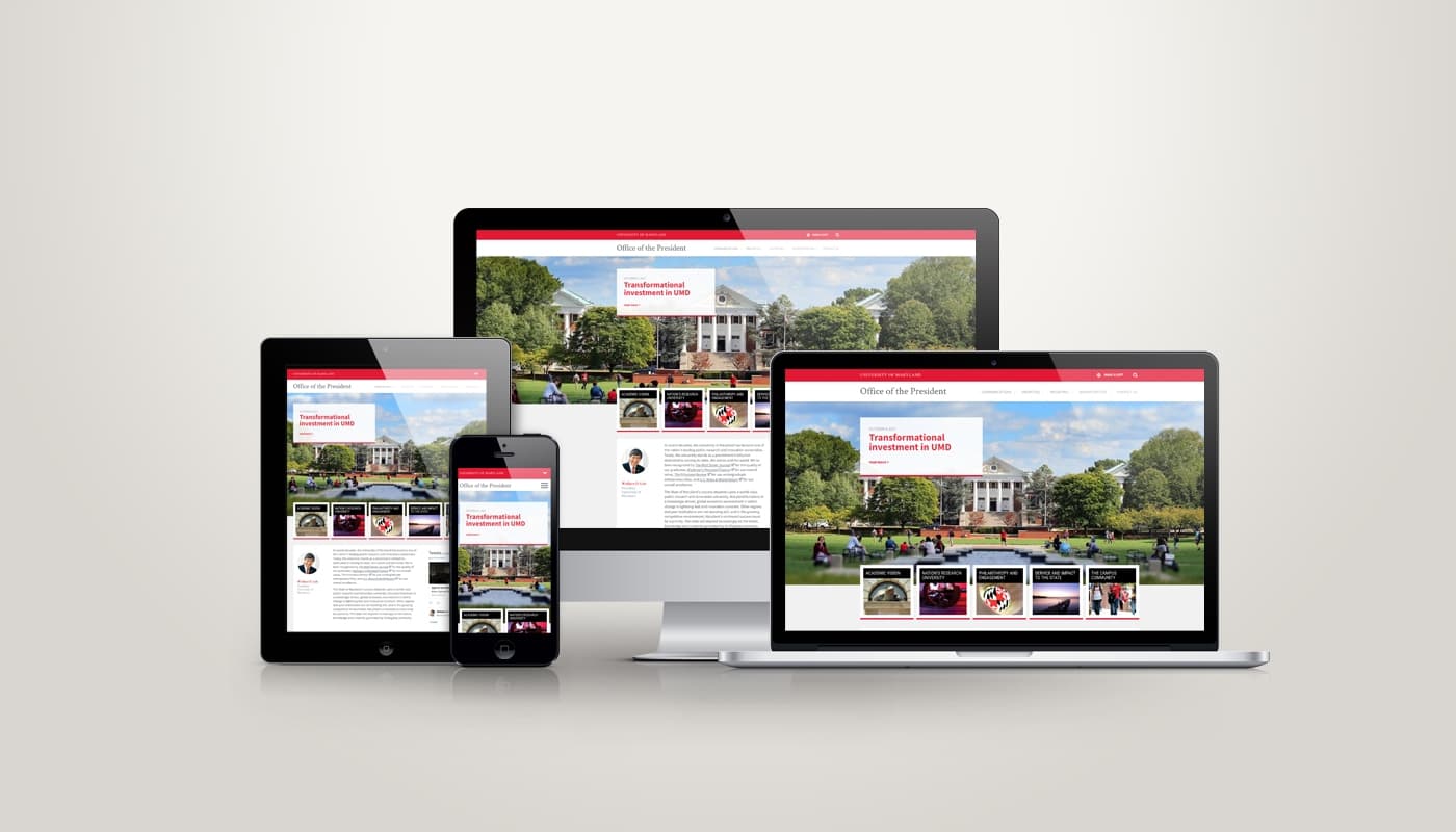 UMD university header mock-up on different technology