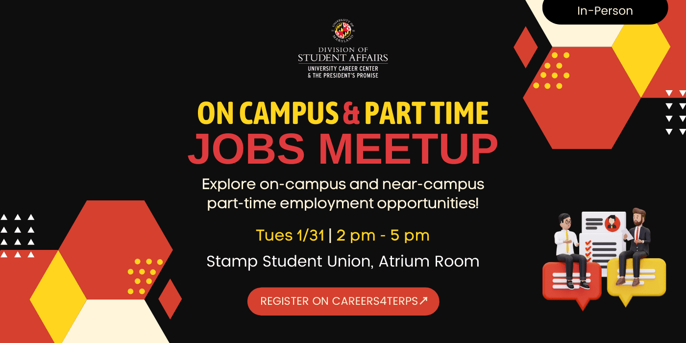 A promotional image for the part time on campus jobs meet up.