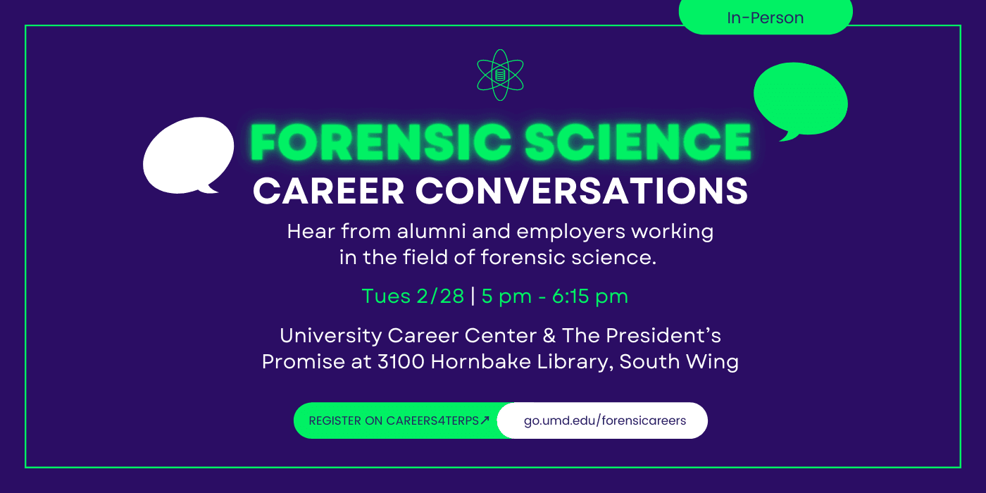 A promotional image for the Forensic Sciences: Career Conversations