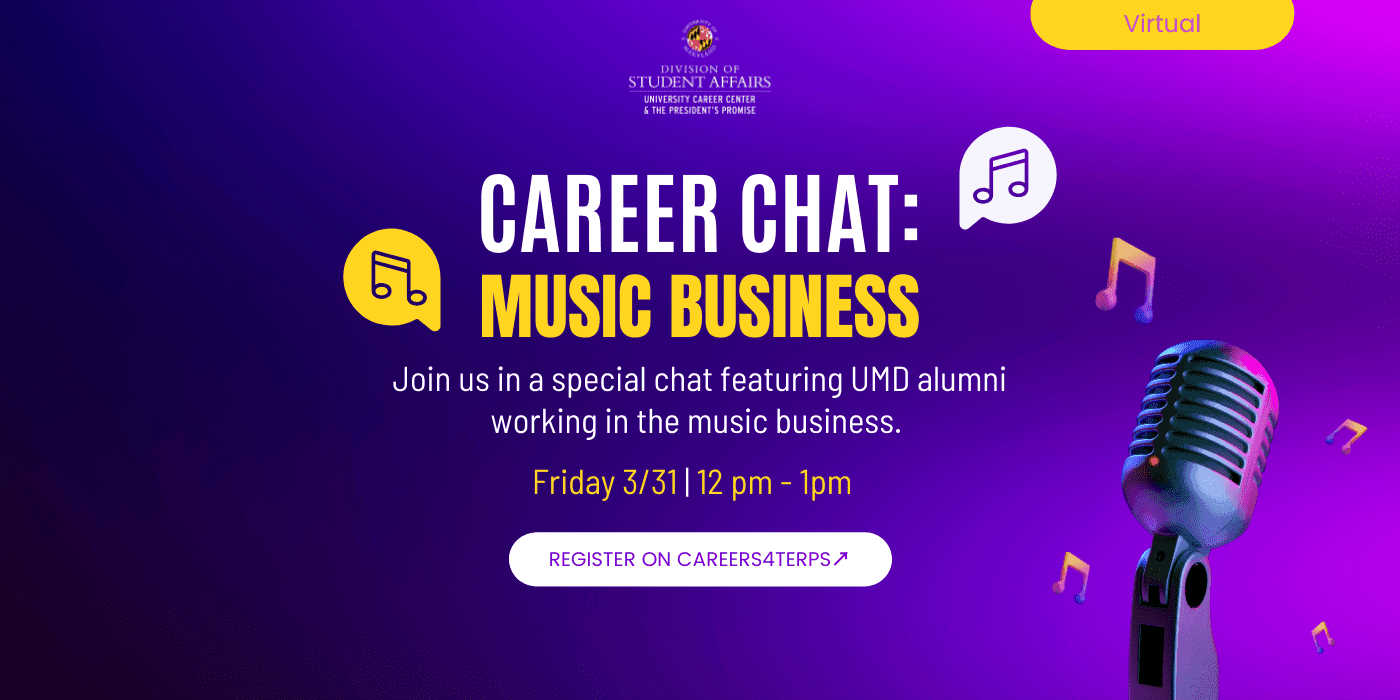 A promotional image of the Career Chat: Music Buisness event.