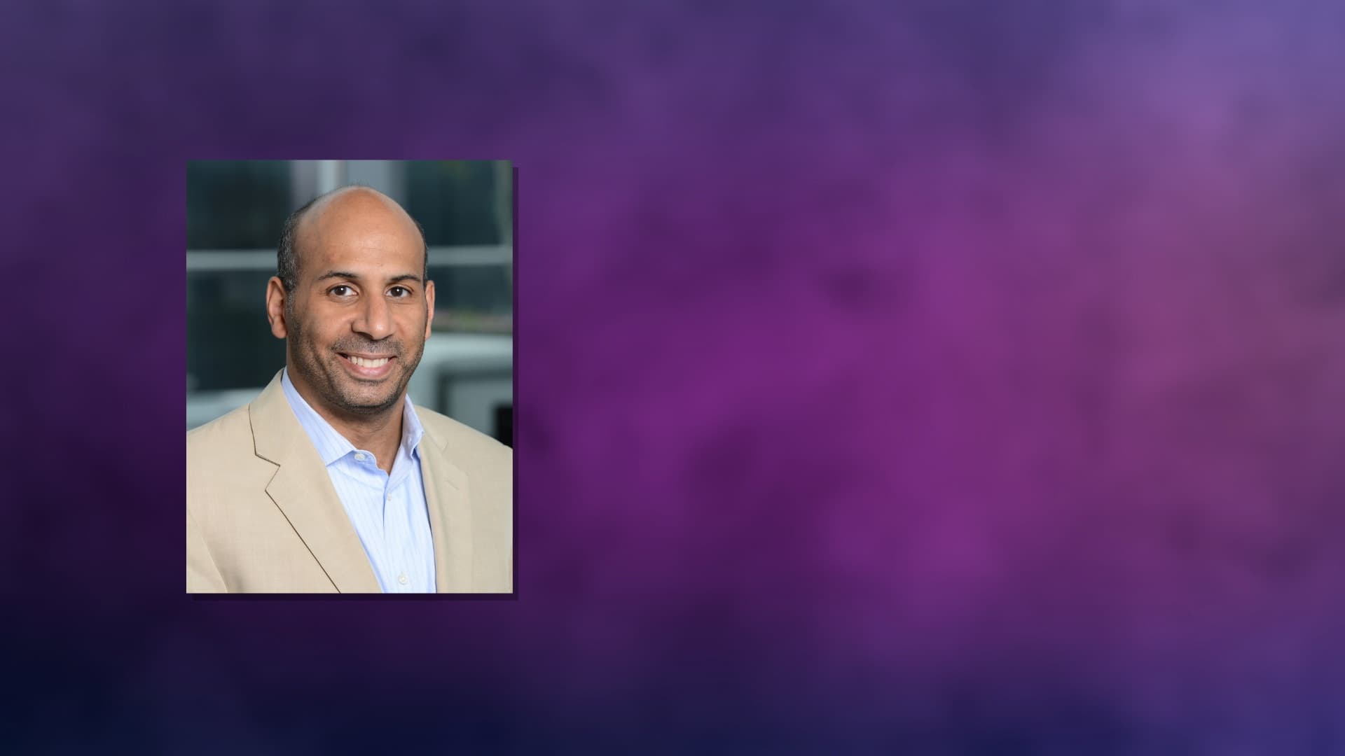 Headshot of Marco A. Davis, President and CEO of the Congressional Hispanic Caucus Institute (CHCI) on a purple background