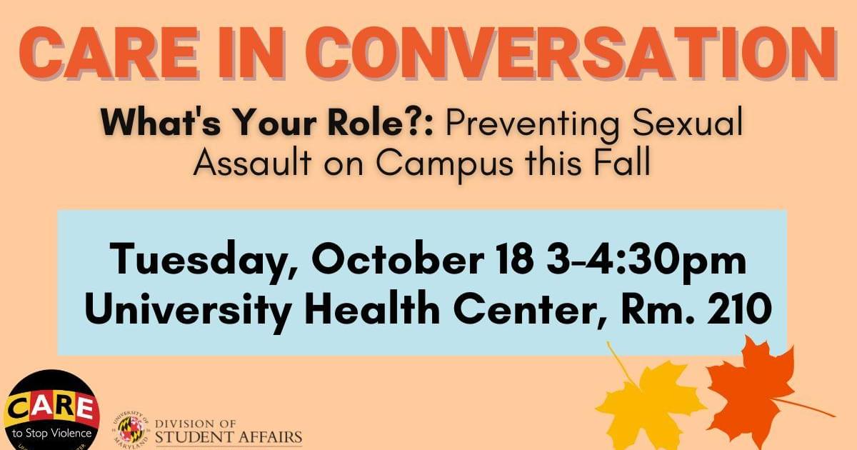 University of Maryland Calendar CARE in Conversation What's Your…