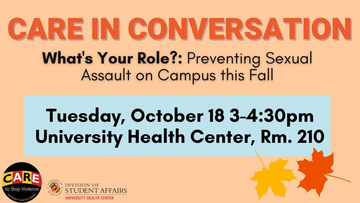 CARE in Conversation is on October 18th from 3-4:30pm.