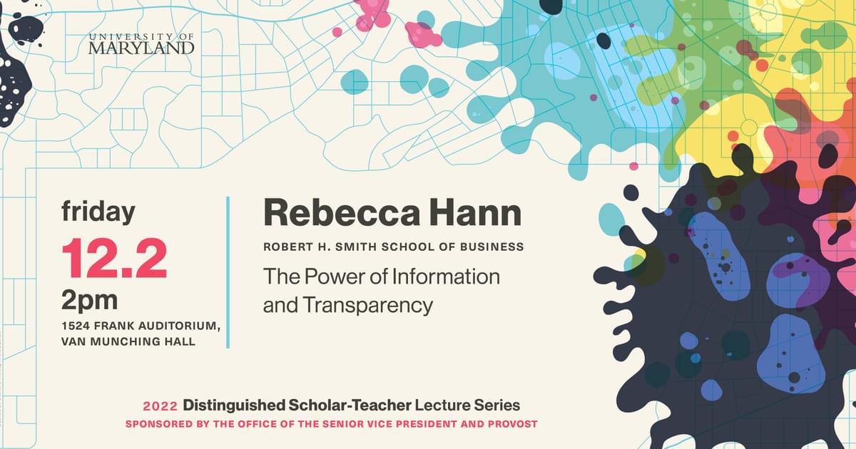 University of Maryland Calendar The Power of Information and…