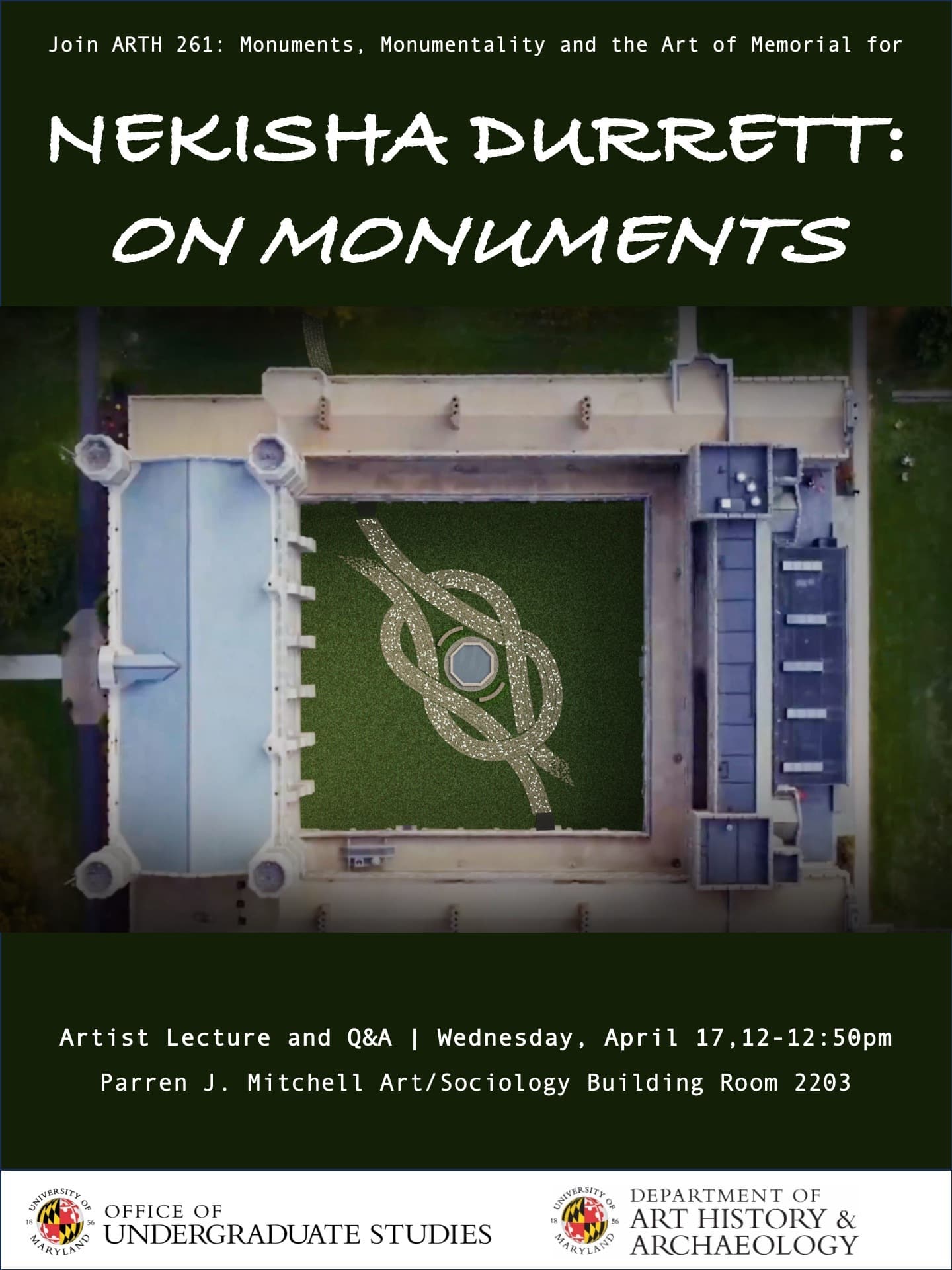 poster with aerial view of sculpture