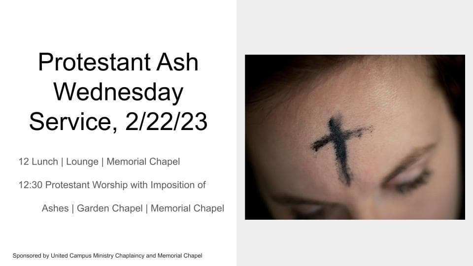 Protestant Ash Wednesday Lunch & Worship Service