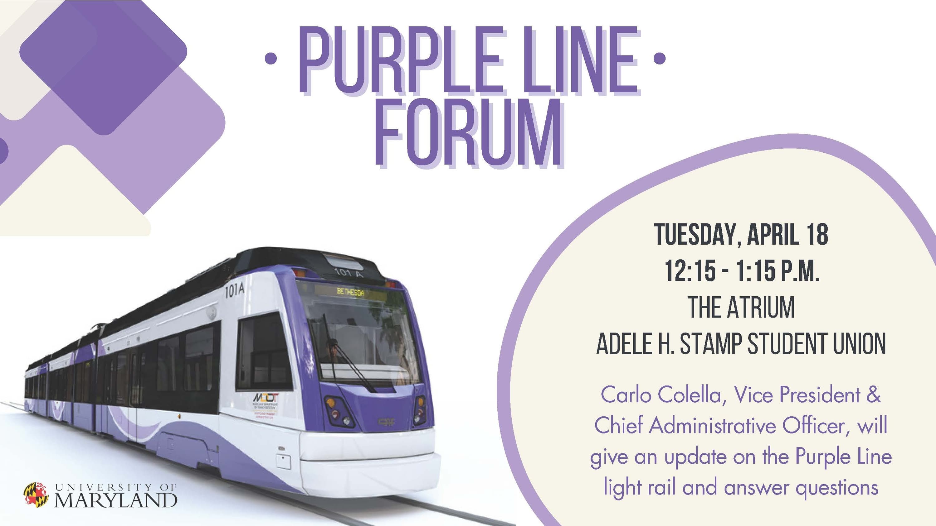 Flier for Purple Line Forum April 18, 2023