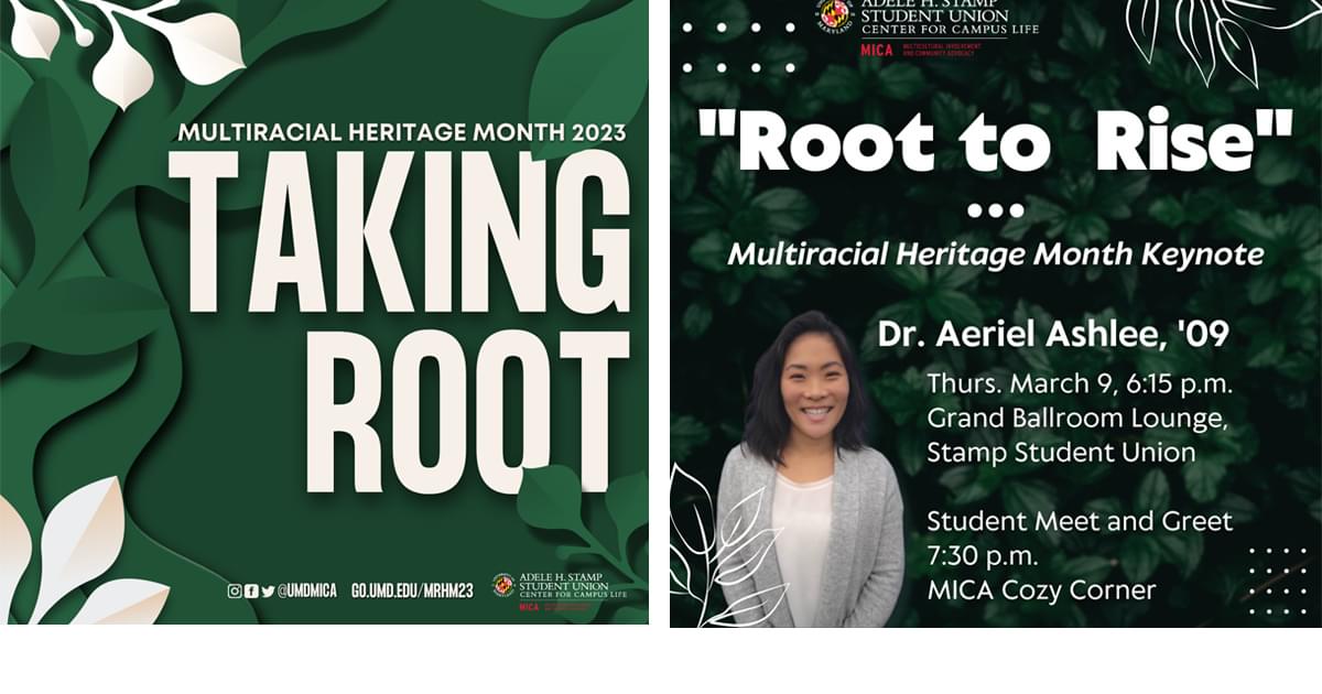 University of Maryland Calendar "Root to Rise" Multiracial Heritage…