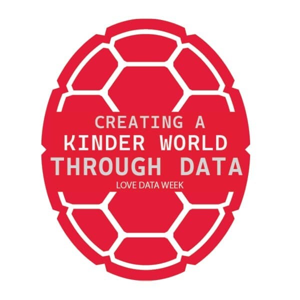 Red shell logo with "Creating a Kinder World Through Data" and "Love Data Week" in white text