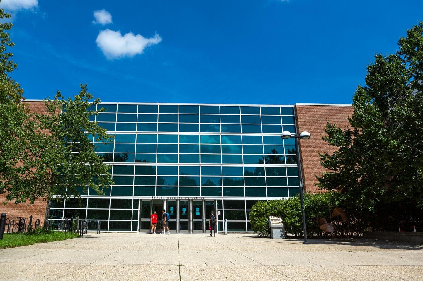 Students entering the doors of the Eppley Recreation Center