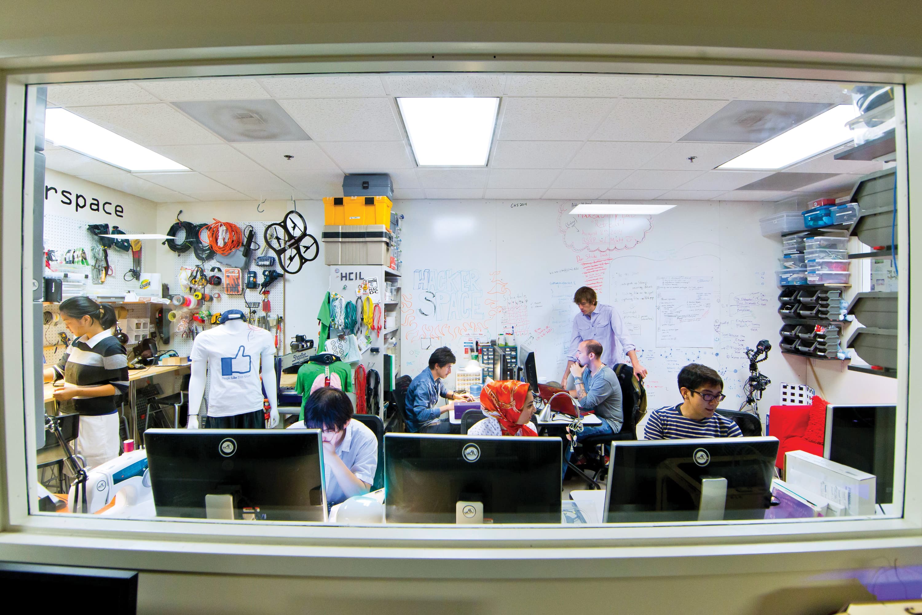 Students working on computers in lab