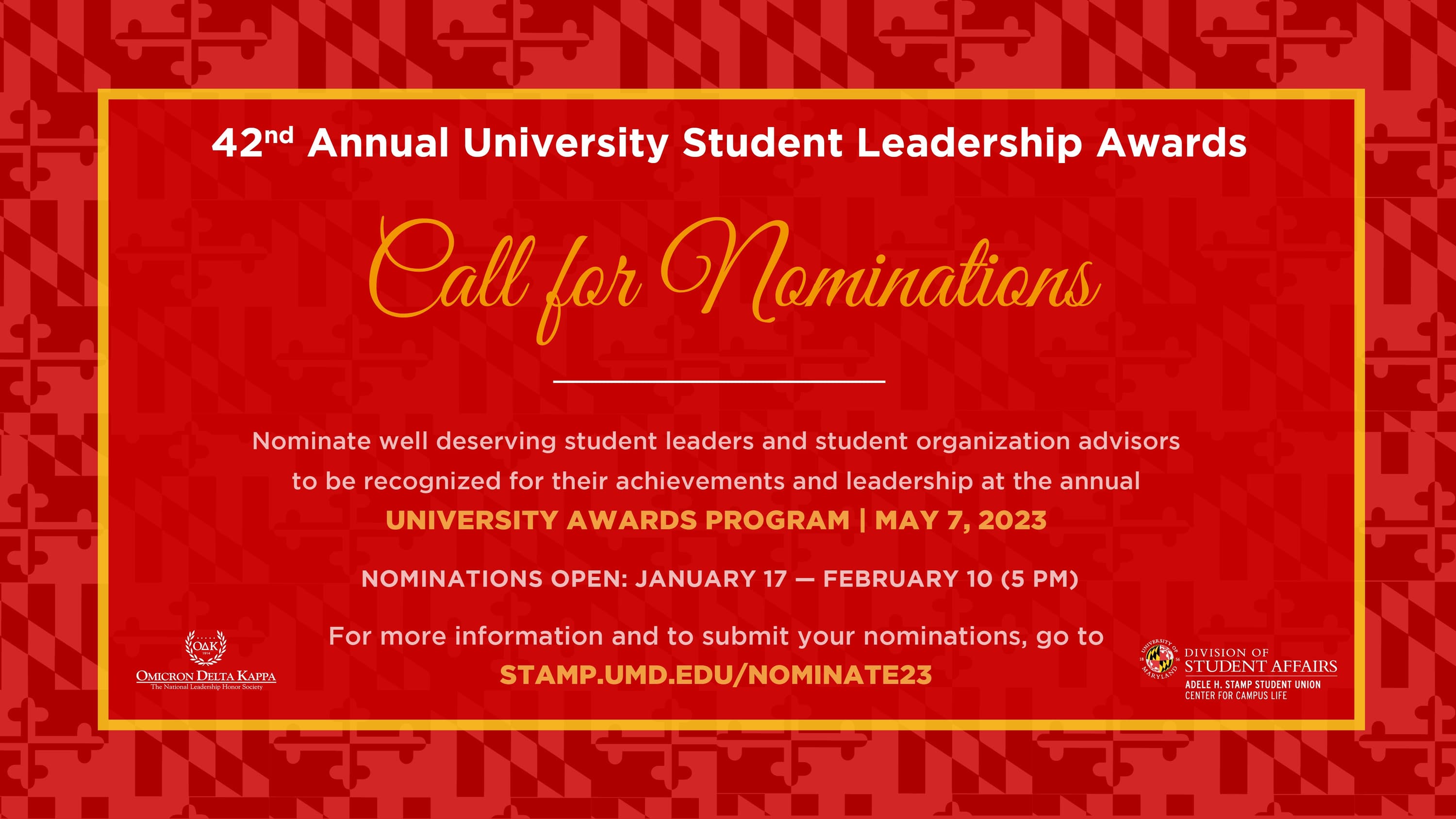 42nd Annual Student Leadership Awards: Nominate Well Deserving Student Leaders and Student Org Advisors!