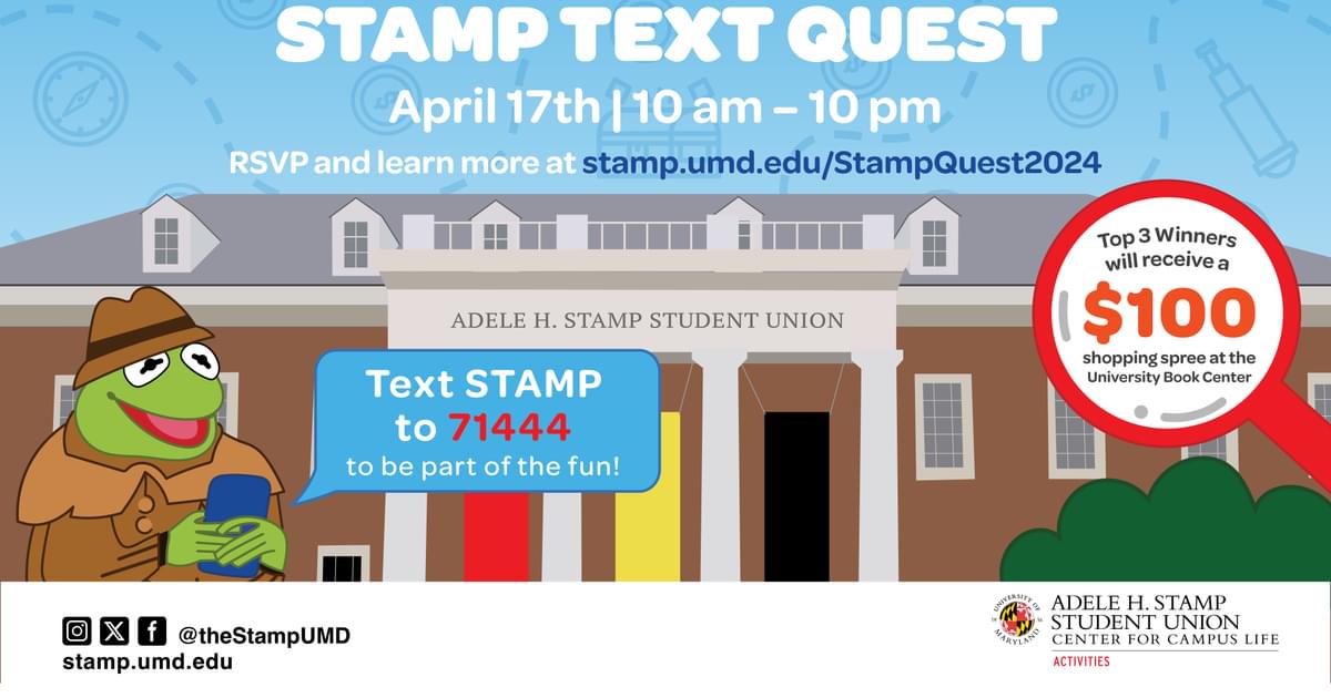 University of Maryland Calendar Stamp Text Quest