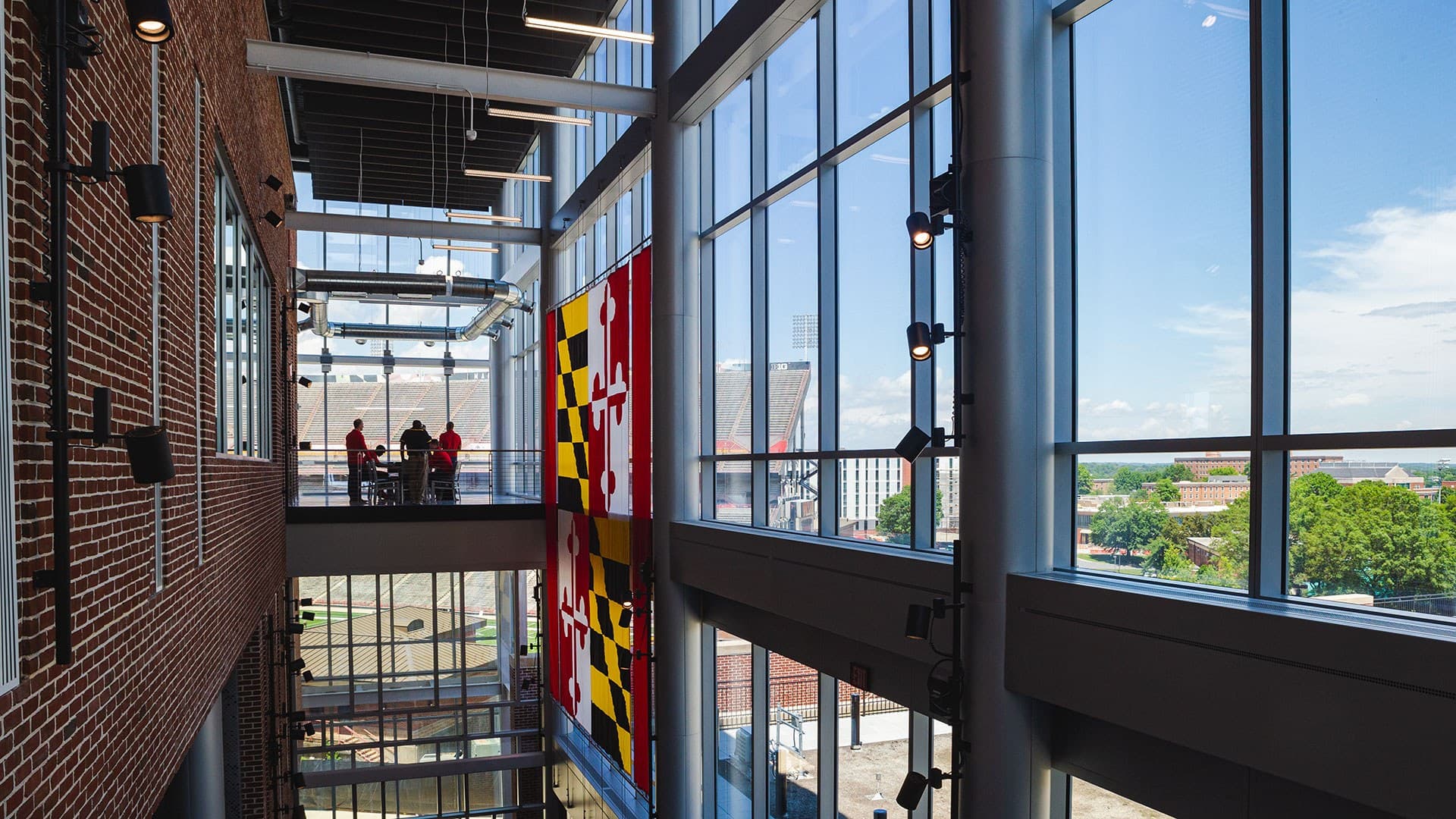 Maryland flag hangs in Jones-Hill House lobby