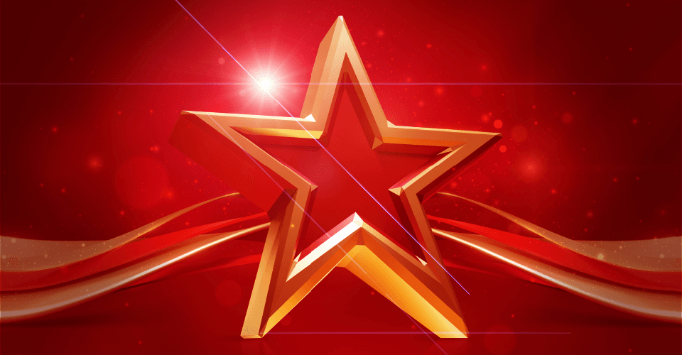 Gold star on red backgroud