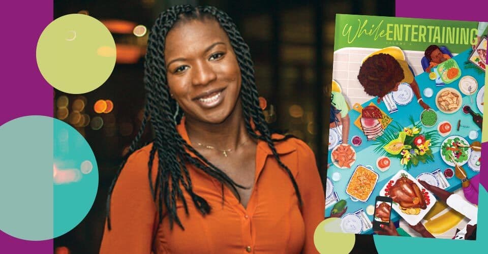 Amber Mayfield with "While Entertaining" magazine cover
