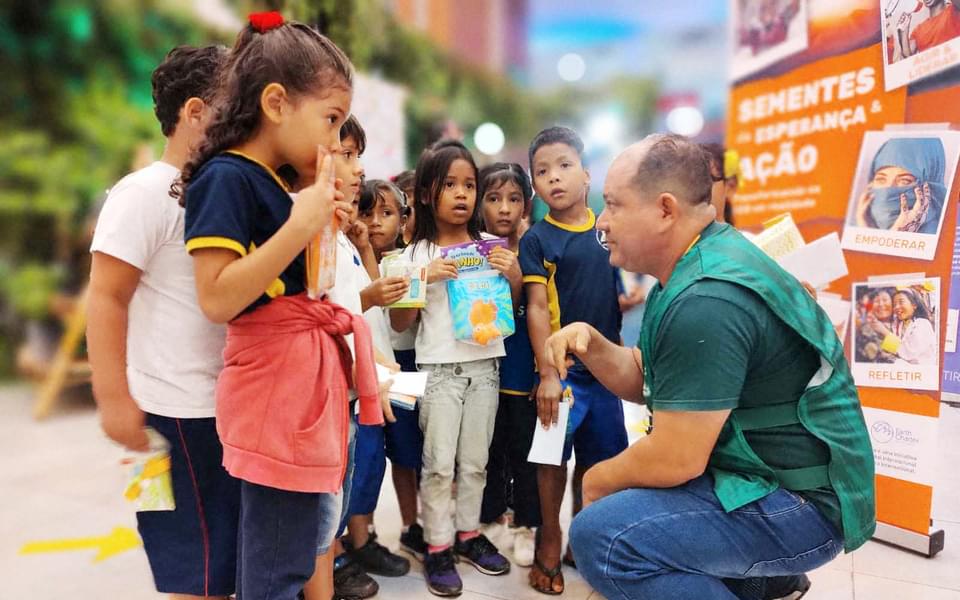 Group of children viewing exhibit