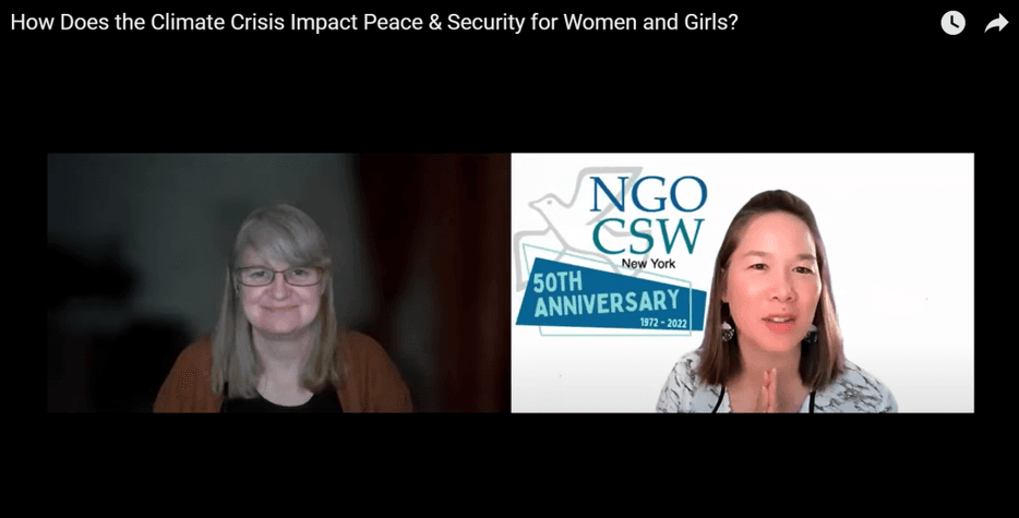 A screenshot of the meeting two speakers on screen