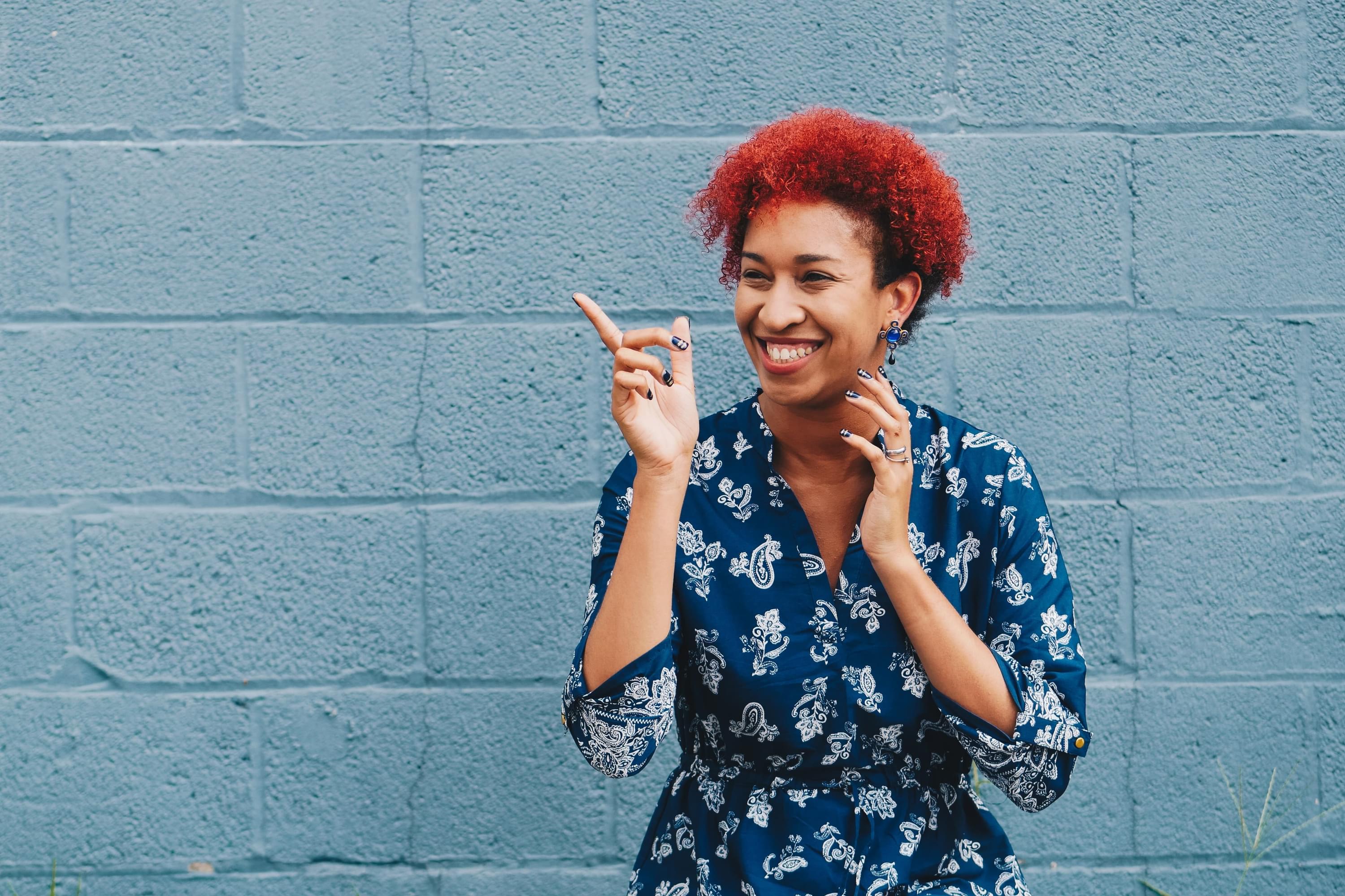 a young woman smiling