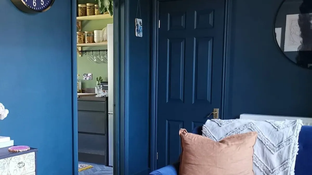 Blue interior door