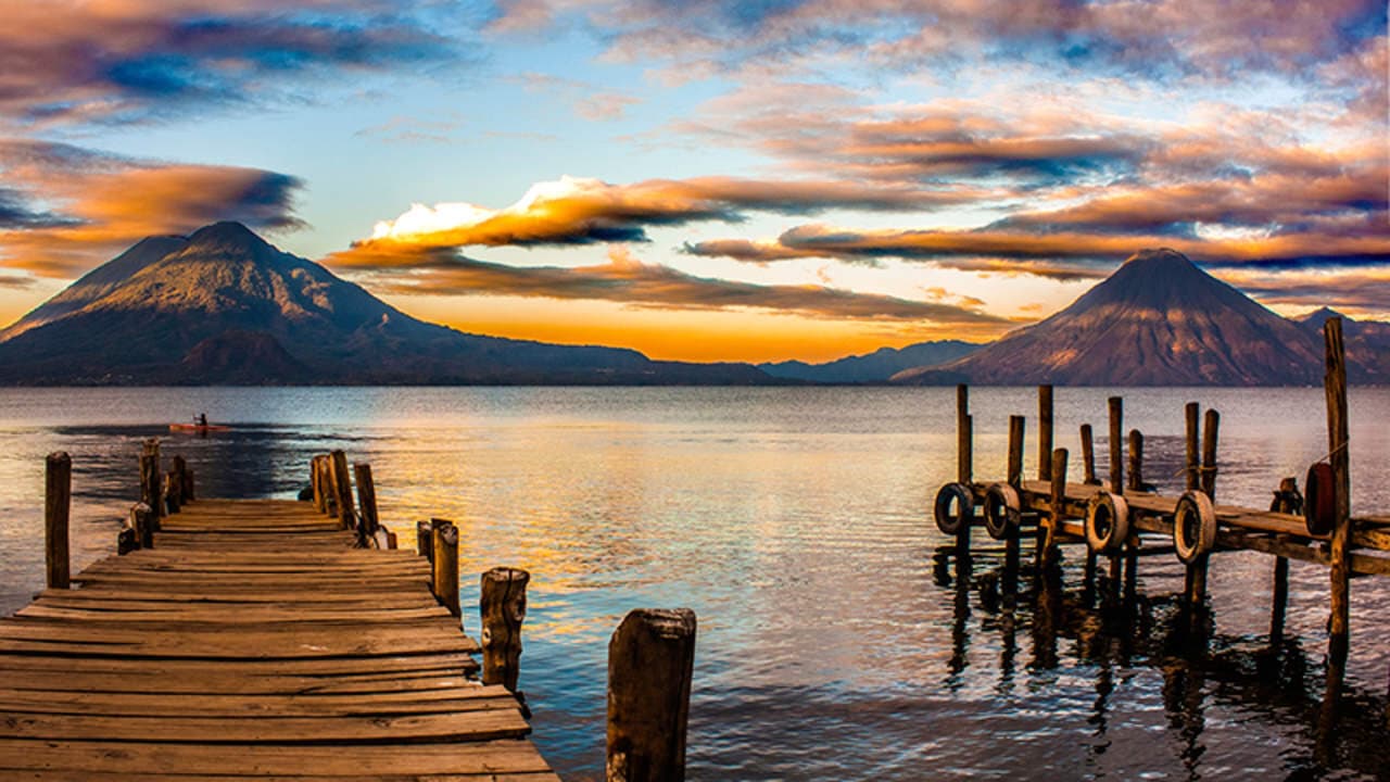 Lake Atitlan Docks Volcanoes