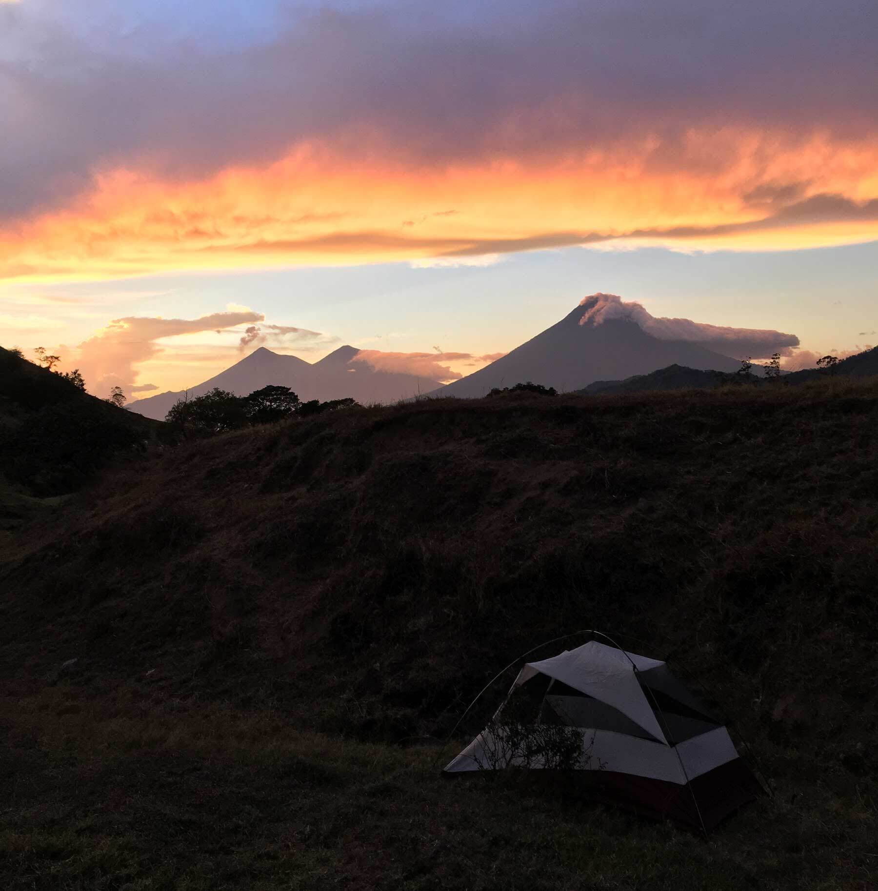 Pacaya camping volcano views overnight sunset