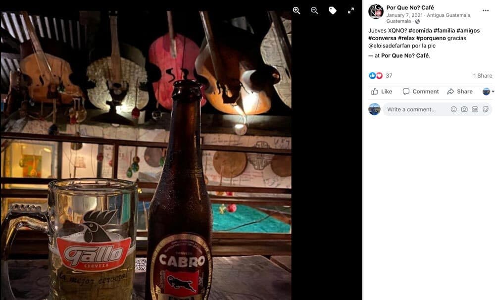Por que no antigua Guatemala dive bar facebook post