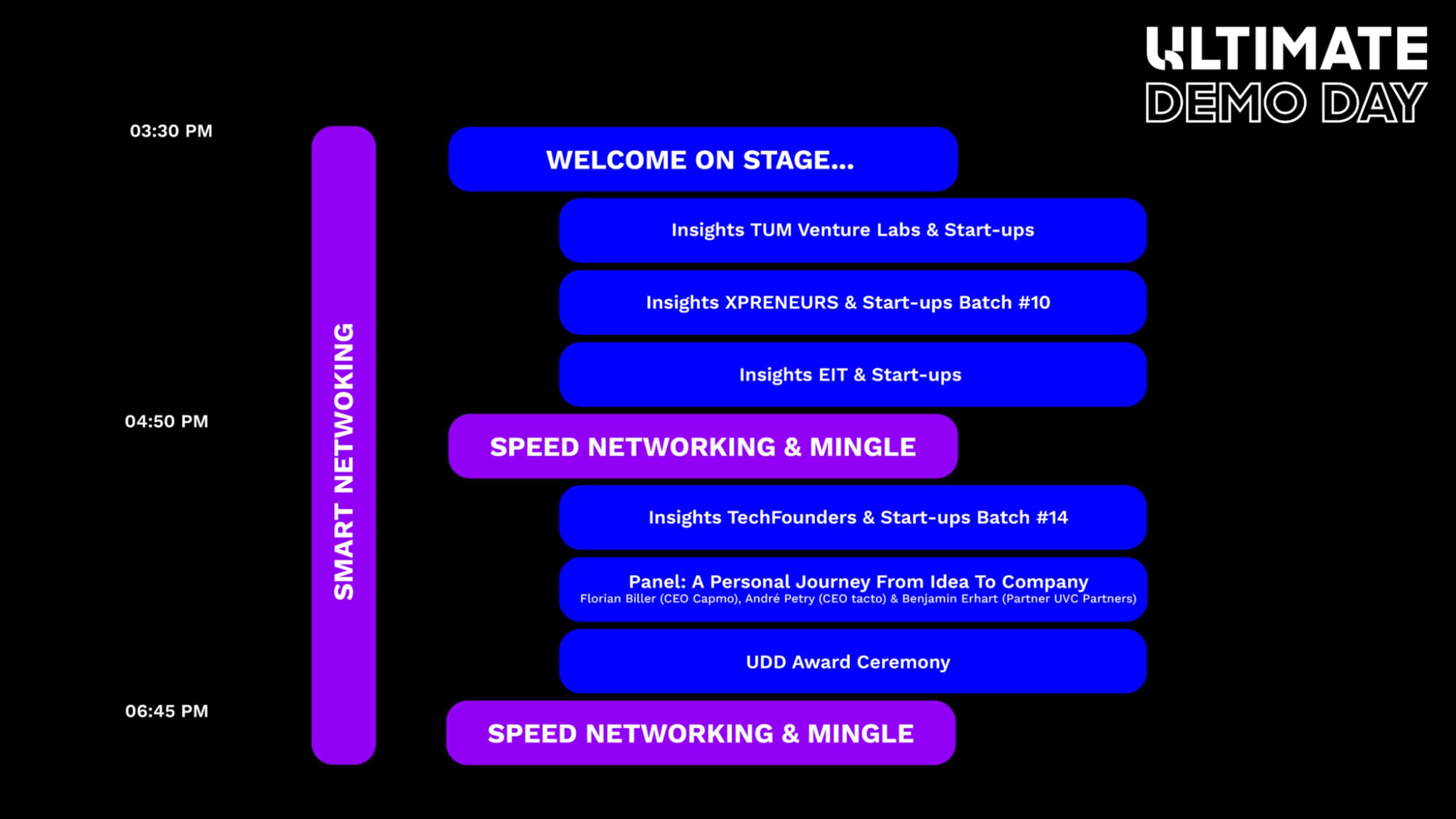 Timetable online Ultimate Demo Day 2021