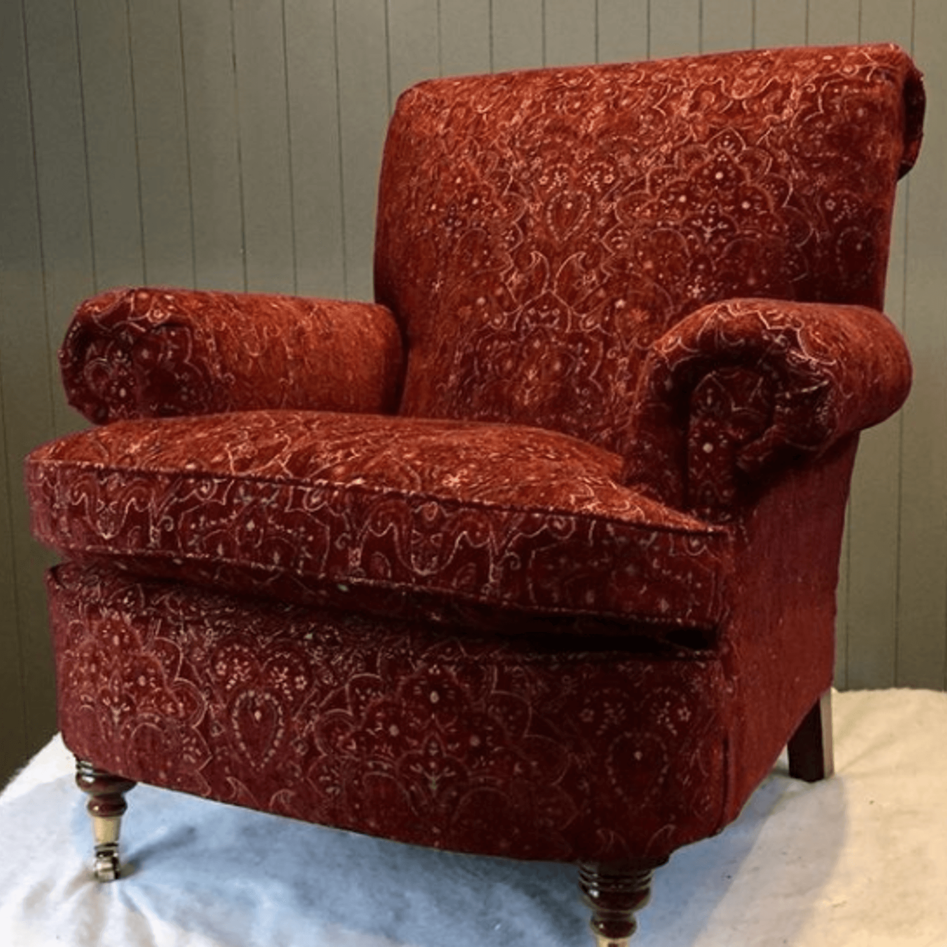 Palazzo Medici Red Comfy Chair Modelli Fabrics by Sandles Upholstery