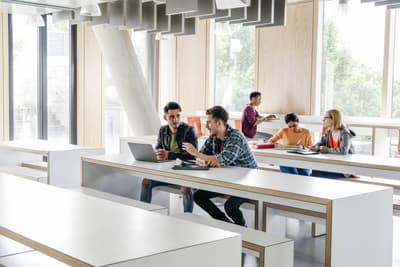 Students enjoying internal space