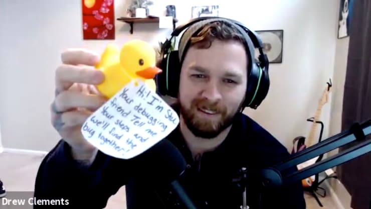 Drew holding Stu the Rubber Duck!