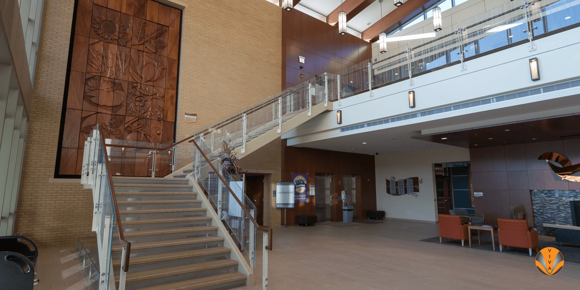 Wooden Hospital Handrails and Staircase