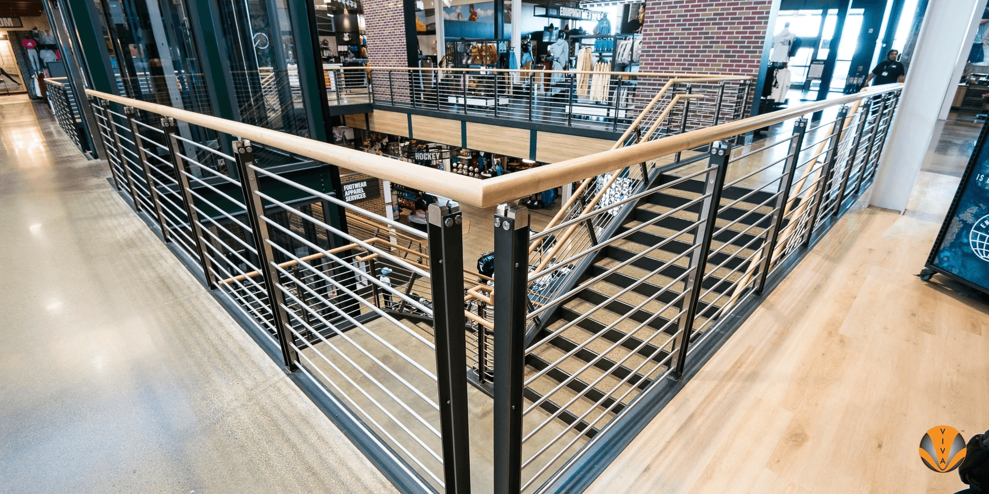 Commercial Interior Handrails with Coordinated Colors and Tones