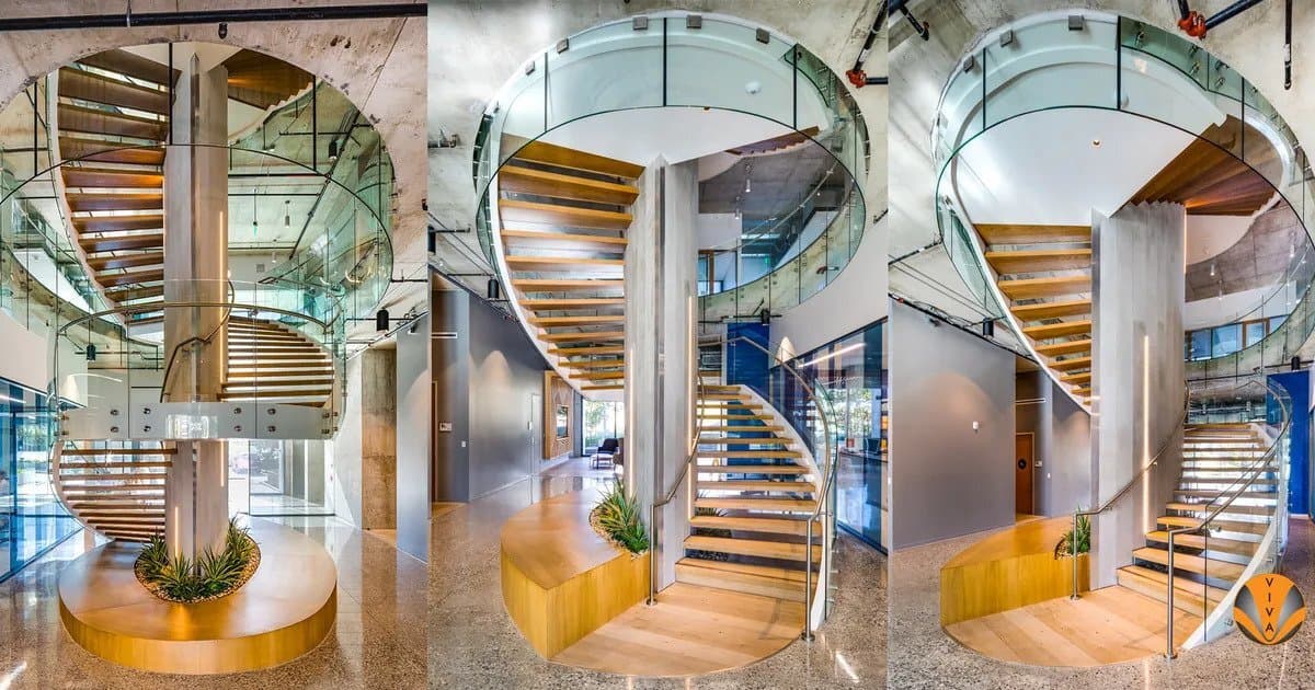 Curved Glass Staircase in the Esplanade Building