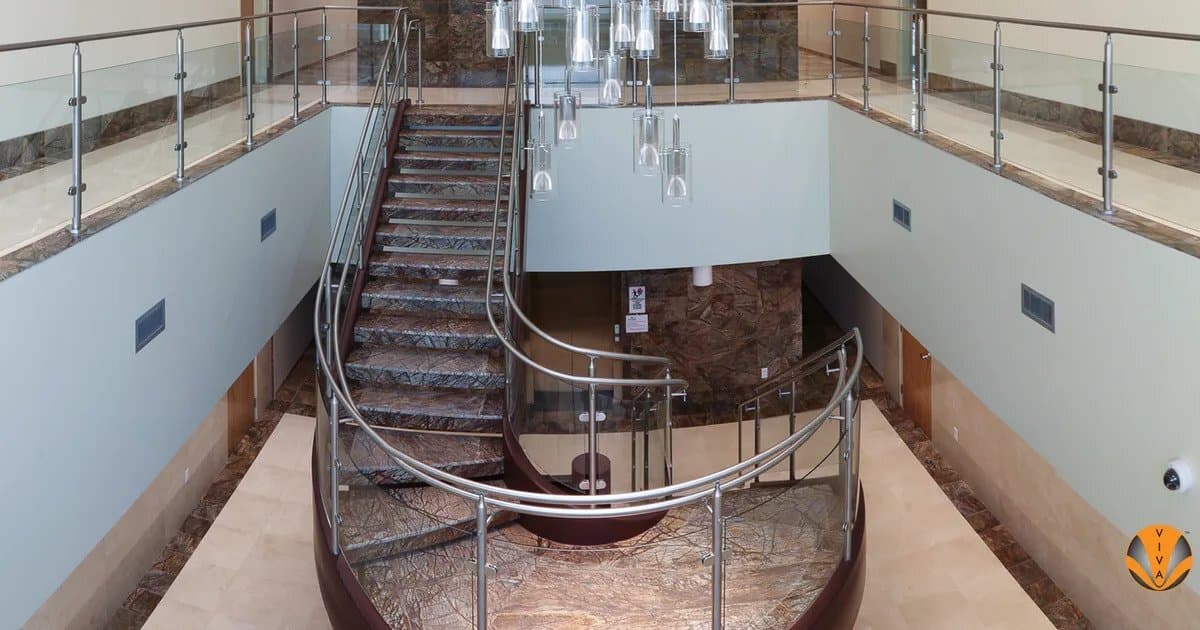 Curved Glass Staircase in "J" Shape