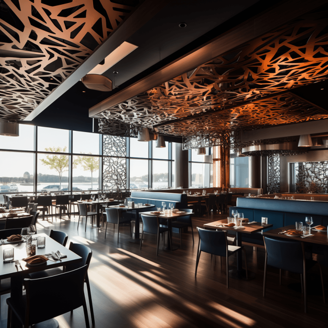 Modern Restaurant Ceiling Design: 12 Creative Options… | VIVA Railings