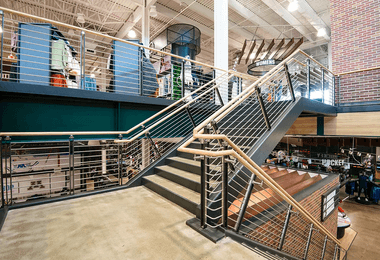 high-end commercial cable railing at retail store